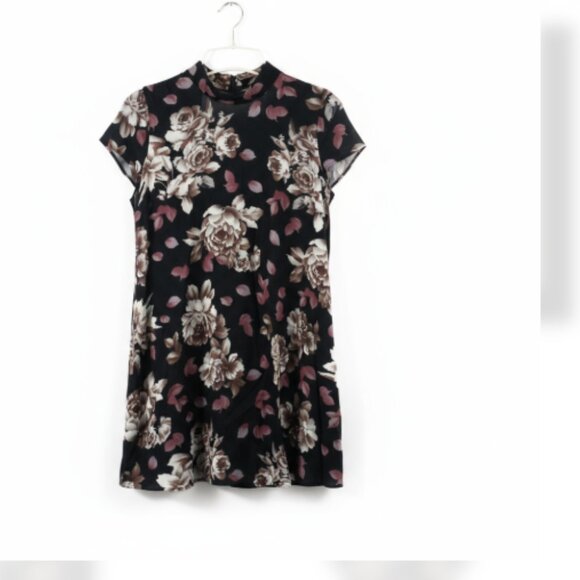 FForever 21 Women's Floral Mini Dress Sz S NWT Choker Neck Pockets Low Back - Picture 15 of 15